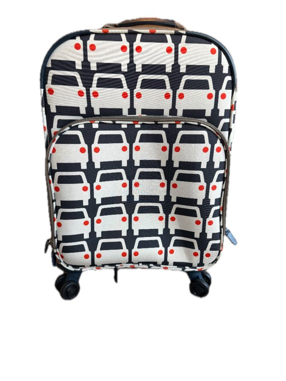 Orla Kiely Navy Cream Car Taxi Rolling Suitcase Luggage Carry On Roller Women's